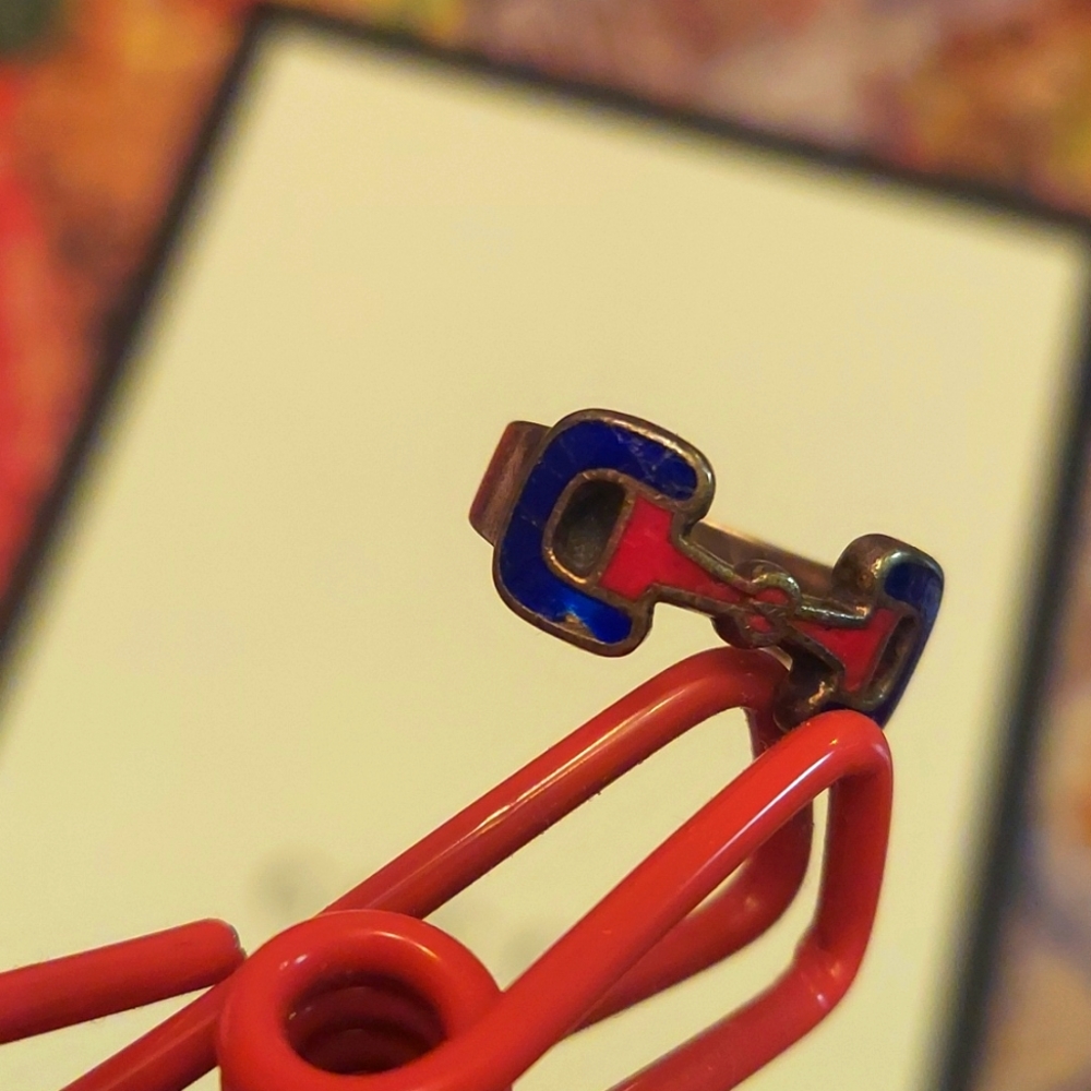 Amazing vintage Gucci horsebit ring, 925 unisex, enamel, rare  70's GVC! - Picture 8 of 10